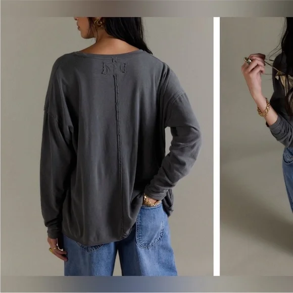 NWOT Free People We The Free Nina Long-Sleeve Tee - black - XS, Small - Picture 3 of 11